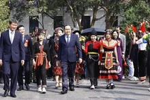 Le président de l’Assemblée nationale Trân Thanh Mân, à Yên Bai, le 4 janvier. Photo : VNA.