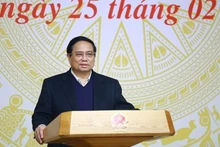 Le Premier ministre Pham Minh Chinh lors de la réunion. Photo : VNA.
