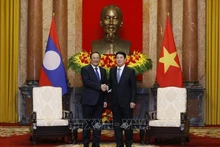 Le président Luong Cuong (droite) et le Premier ministre lao Sonexay Siphandone. Photo : VNA.