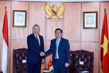 Le secrétaire général du Parti To Lam (gauche) a rencontré le président du Conseil des représentants des régions d’Indonésie, Sultan Bachtiar Najamudin. Photo : VNA.