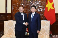Le président Luong Cuong (à droite) reçoit l'ambassadeur de la République dominicaine au Vietnam, Jaime Francisco Rodriguez, à l'occasion de la fin de son mandat. Photo : NDEL.
