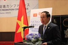 Le secrétaire du Comité municipal du Parti de Hai Phong, Lê Tiên Châu, à la conférence. Photo : VNA.