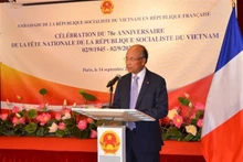 L'ambassadeur du Vietnam en France Dinh Toan Thang à la cérémonie de célébration du 78e anniversaire de la Fête nationale du Vietnam à Paris. Photo: VNA