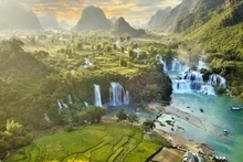 La cascade de Ban Gioc est située dans la commune de Dam Thuy, district de Trung Khanh, province de Cao Bang. Photo : VNA