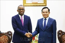 Le Vice-Premier ministre vietnamien, Trân Luu Quang (à droite) et le ministre béninois des Affaires étrangères, Olushegun Adjadi Bakari, à Hanoi, le 14 décembre. Photo : VNA.