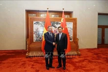 Le général Tô Lâm, membre du Bureau Politique et ministre vietnamien de la Sécurité publique, a eu une entrevue avec Chen Wenqing, membre du Bureau politique (gauche) et Chen Wenqing, membre du Bureau Politique et secrétaire de la Commission des Affaires politiques et juridiques du Comité central du Parti communiste chinois. Photo : VNA.