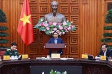 Le Premier ministre Pham Minh Chinh lors de la réunion. Photo : VNA.