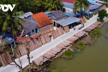 À Thuan Hung (à plus de 40 km de Hô Chi Minh-Ville), les visiteurs peuvent découvrir les plateaux de galettes de riz séchés, un tableau rural typique. Photo: VOV