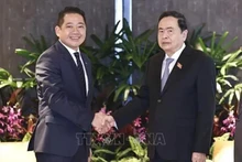Le président de l'Assemblée nationale, Tran Thanh Man (droite), et Kevin Chng, directeur financier de Keppel. Photo : VNA.