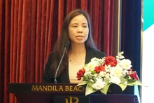Nguyen Thi Thu Thuy, directrice adjointe du Centre d'appui à l'exportation du Département de la promotion du commerce, prend la parole. Photo: congthuong