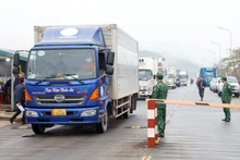925 tonnes de marchandises exportées via le pont flottant temporaire à Km3+4 Hai Yen à Mong Cai. Photo: congthuong