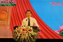 Le vice-Premier ministre Trân Hông Hà s’exprime lors de la cérémonie, à Huê, le 1er mai. Photo : VNA.