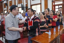 Le Président de l’Assemblée nationale Vuong Dinh Huê lors de l’événement, dans la ville de Pleiku, le 26 janvier. Photo : VNA.