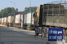 Dédouanement de marchandises au poste frontière de Tan Thanh. Photo: NDEL