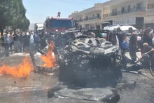 Véhicule détruit après une frappe aérienne israélienne à Al-Khyara, Liban, le 22 juin 2024. Photo : Xinhua/VNA.