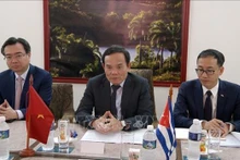 Le Vice-Premier ministre Trân Luu Quang (au milieu) à la 41e réunion du Comité intergouvernemental Vietnam - Cuba. Photo : VNA.