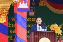 Le Premier ministre cambodgien Hun Manet s’exprime lors de la cérémonie marquant le 47e Jour de commémoration de la «marche vers la libération nationale du régime génocidaire de Pol Pot» (20 juin 1977) dans la province de Tbong Khmum, le 20 juin. Photo : VNA