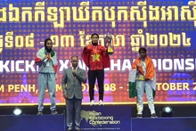 La boxeuse Vo Thi Hong Tham remporte la 11e médaille d'or pour le Vietnam. Photo : thethaovietnamplus.vn