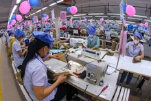 Des ouvriers au travail dans une entreprise de confection. Le taux de localisation de nombreux secteurs industriels clés, tels que l’habillement, est faible, dépendant fortement de l’importation de matières premières. Photo : VNA.