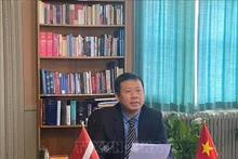L'ambassadeur vietnamien en Suède et en Lettonie, Tran Van Tuan, prend la parole. Photo: VNA