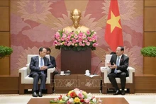 Le vice-président de l'Assemblée nationale (AN) Tran Quang Phuong (droite) et Ji Bingxuan, vice-président du Comité permanent de l'Assemblée populaire nationale de Chine. Photo : VNA.