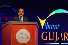 Le Vice-PM vietnamien, Trân Luu Quang, s'exprime lors du Sommet mondial dynamique du Gujarat 2024. Photo : VNA.