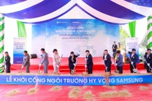 Cérémonie de mise en chantier de l'école Samsung Hope School dans la province de Binh Phuoc (au Sud), le 14 mars. Photo : VOV.