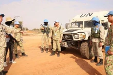 Lors d'un entraînement pour faire face à la menace sécuritaire à Abyei.