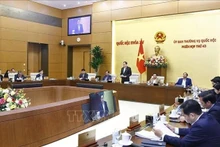 Le président de l’Assemblée nationale, Trân Thanh Mân s’exprime lors de la 43e session du Comité permanent de l’Assemblée nationale, le 14 mars. Photo : VNA. 