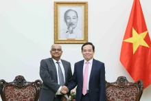 Le vice-Premier ministre Trân Luu Quang (droite) et le directeur national de la Banque asiatique de développement (BAD) au Vietnam, Shantanu Chakraborty. Photo : VNA.