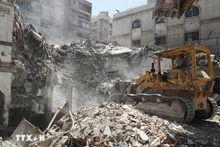 Le consulat iranien à Damas, en Syrie, le 2 avril, au lendemain de l'attaque israélienne. Photo : Xinhua/VNA.