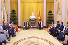 La vice-présidente Vo Thi Anh Xuan reçoit le ministre-président du Land de Hesse Boris Rhein. Photo : VNA.