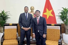 Le vice-ministre permanent des Affaires étrangères du Vietnam, Nguyên Minh Vu (à droite), et l'ambassadeur chargé du cyberespace et des technologies essentielles du ministère des Affaires étrangères et du Commerce de l’Australie, Bredan Dowling, le 29 janvier à Hanoi. Photo : baoquocte.