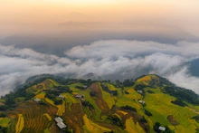 Une mer de nuages recouvre les champs en terrasses à Hoang Su Phi (Ha Giang). Il a dit que si vous venez ici pendant la saison des pluies, vous augmenterez vos chances d'attraper la mer de nuages.
