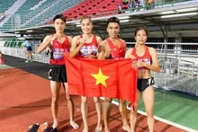 L'équipe mixte vietnamienne de 4x400m. Photo : VNA.