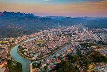 Vue aérienne de la ville de Cao Bang, province éponyme du Nord. Photo : VNA.