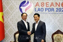 Le ministre vietnamien des Affaires étrangères Bui Thanh Son (à gauche) et le vice-Premier ministre et ministre laotien des Affaires étrangères, Saleumxay Kommasith, le 28 janvier à Luang Prabang. Photo : VNA.
