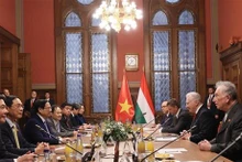 Le PM vietnamien Pham Minh Chinh (à gauche) rencontre le Vice-Président du Parlement hongrois Jakab Istvan, le 19 janvier à Budapest. Photo : VNA.