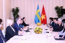Rencontre entre le vice-président du Comité populaire municipal Vo Van Hoan et Håkan Jevrell, secrétaire d'État auprès du ministre suédois de la Coopération internationale au développement et du Commerce extérieur. Photo : VNA.