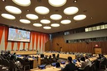 Lors de la réunion pour faire le bilan des activités durant le mois d’avril du groupe Asie-Pacifique aux Nations-Unis. Photo : VOV.