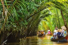 Le delta du Mékong est connu pour ses nombreux jardins fruitiers, ses immenses rizières et ses paysages maritime et insulaire.