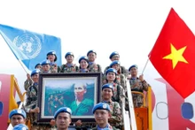 L’équipe du génie N°2 du Vietnam partant pour des tâches au sein de la Force intérimaire de sécurité des Nations Unies pour Abyei (FISNUA). Photo : VNA