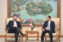 Le vice-Premier ministre et ministre des Affaires étrangères, Bui Thanh Son (droite), et le président du groupe Makara Capital, Ali Ijaz Ahmad, le 15 janvier à Hanoi. Photo : VNA.