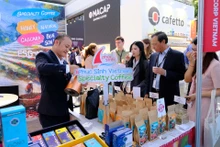 Un stand du Vietnam lors du Festival mondial du café 2024, qui s'est tenu du 27 au 29 juin à Copenhague, au Danemark. Photo: baoquocte.vn.