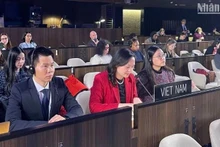 La délégation vietnamienne lors de la 18e session du Comité intergouvernemental pour la protection et la promotion de la diversité des expressions culturelles, le 11 février à Paris. Photo: NDEL.