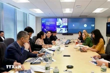 Le vice-ministre des Finances, Cao Anh Tuân, a rencontré Sarah Kemp, vice-présidente des affaires gouvernementales internationales chez Intel, le 13 mai (heure locale). Photo : VNA. 