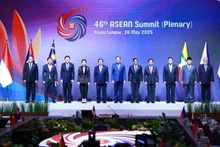 Le Premier ministre Pham Minh Chinh et les dirigeants des pays de l'ASEAN et du Timor-Leste assistent à la séance plénière du 46e sommet de l'ASEAN. Photo : VNA. 