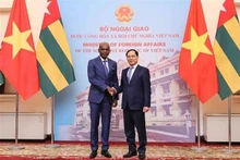Le vice-Premier ministre et ministre des Affaires étrangères, Bui Thanh Son (droite), et le ministre togolais des Affaires étrangères, de l'Intégration régionale et des Togolais de l'Extérieur, Robert Dussey.