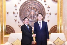 Le vice-Premier ministre vietnamien Ho Duc Phoc (à gauche) et Liu Ning, secrétaire du Comité du Parti communiste chinois (PCC) de la Région autonome Zhuang du Guangxi, président du Comité permanent de l’Assemblée populaire régionale. Photo : baochinhphu.vn