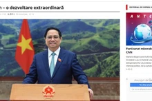 Capture d’écran de l’interview du Premier ministre vietnamien Pham Minh Chinh accordée à la presse roumaine. Photo : VNA.